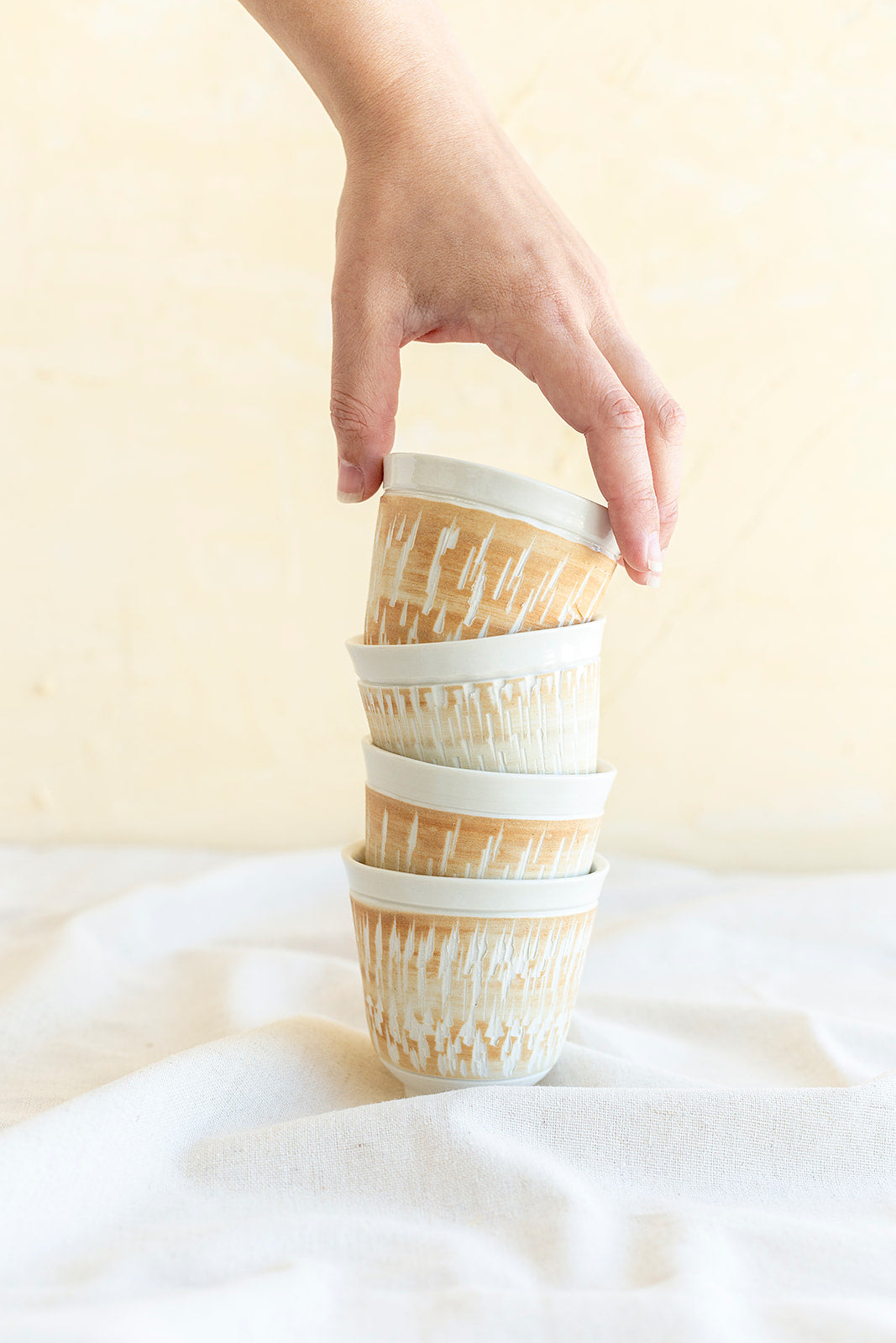 Ceramic cup - Porcelain & Terra Cotta cup with chattering marks
