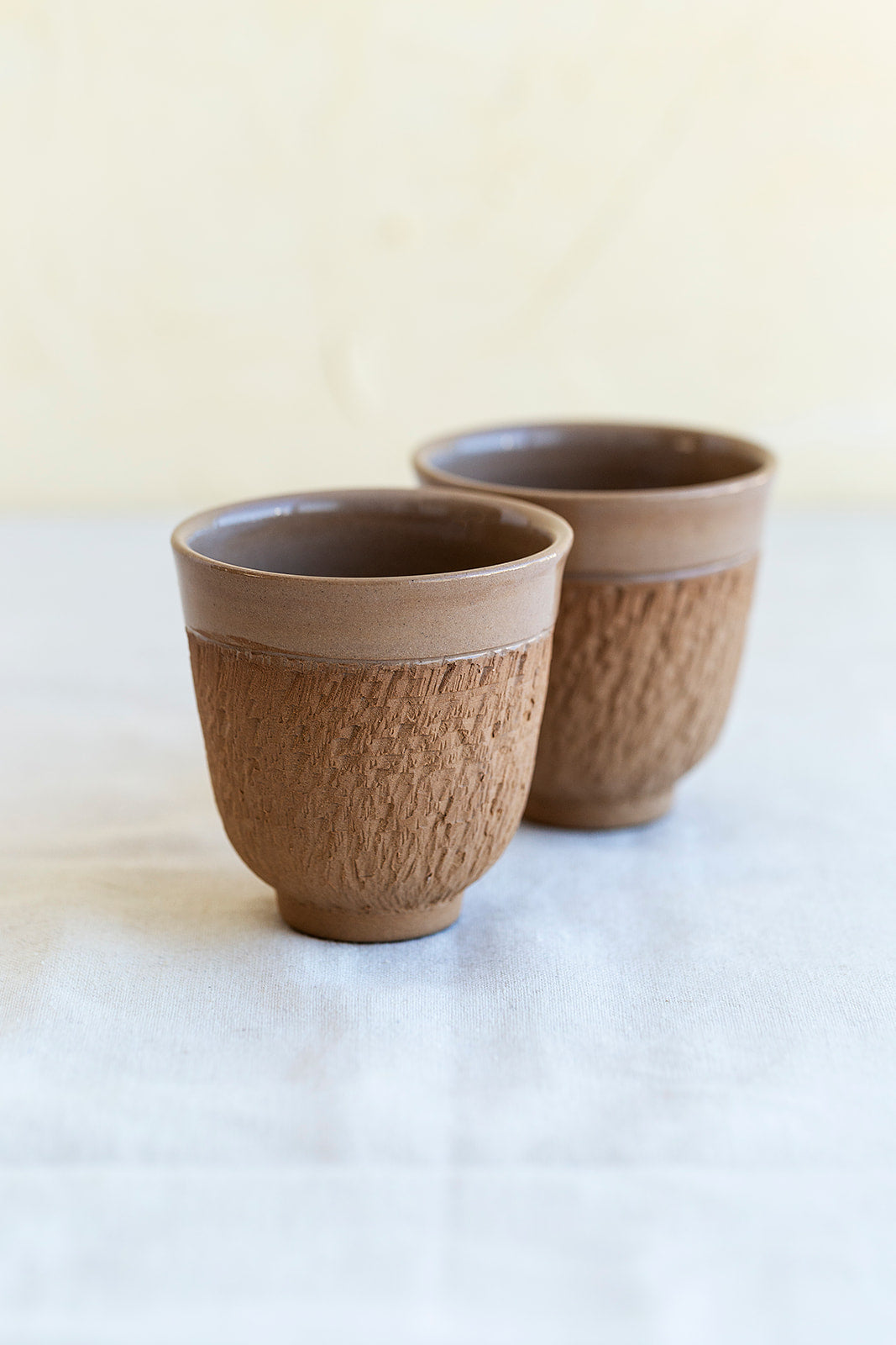 Ceramic cup - Terra Cotta cup with chattering marks