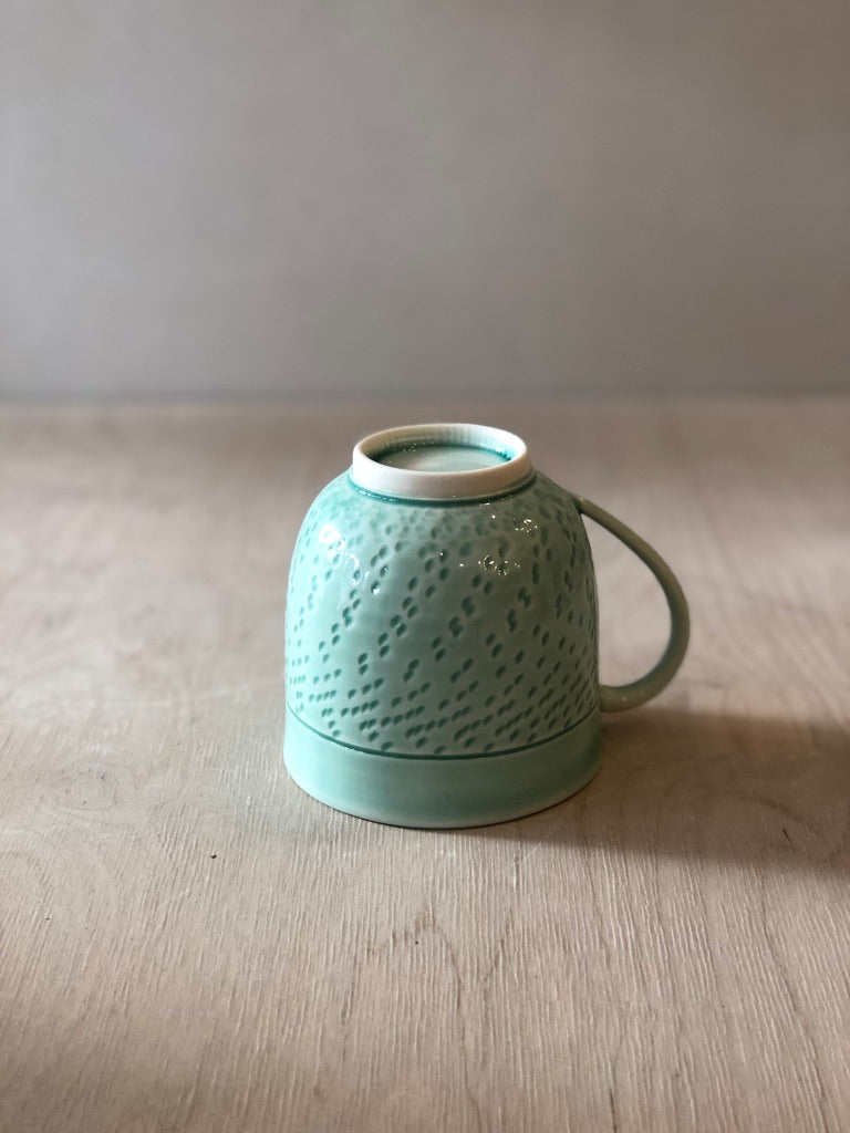 Porcelain Mug with Handle - Green